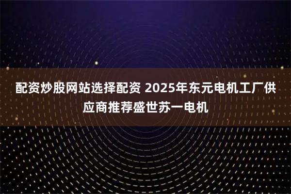 配资炒股网站选择配资 2025年东元电机工厂供应商推荐盛世苏一电机